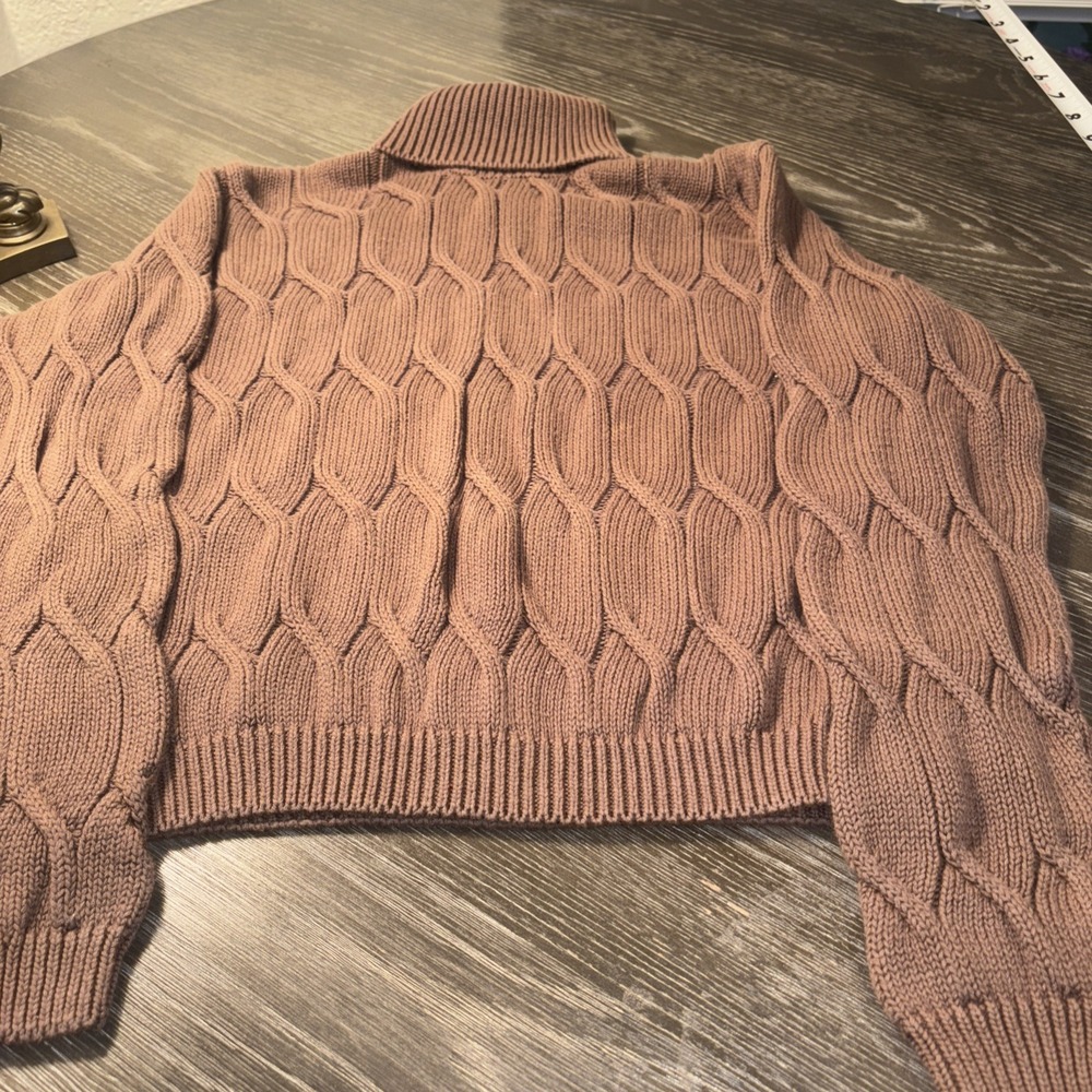 Jeanne Pierre Sweater S/P Brown Turtle Neck Textured Tunic Boho Career‎ Vintage